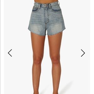 Weworewhat high rise denim short in light vintage